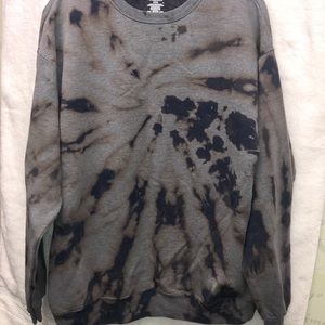 Gray and Navy Tie Dye Crewneck Sweatshirt